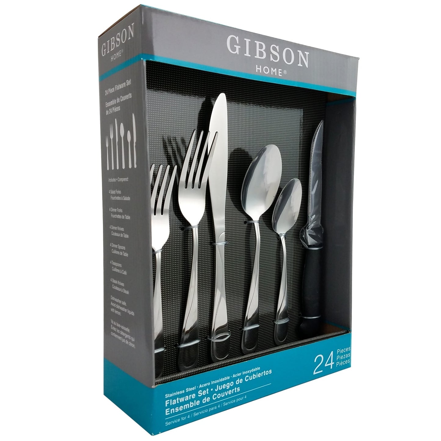 Gibson Home Trillium Plus 24 Piece Stainless Steel Flatware Set with 4 Steak Knives LuxuryLifeWay Online Store