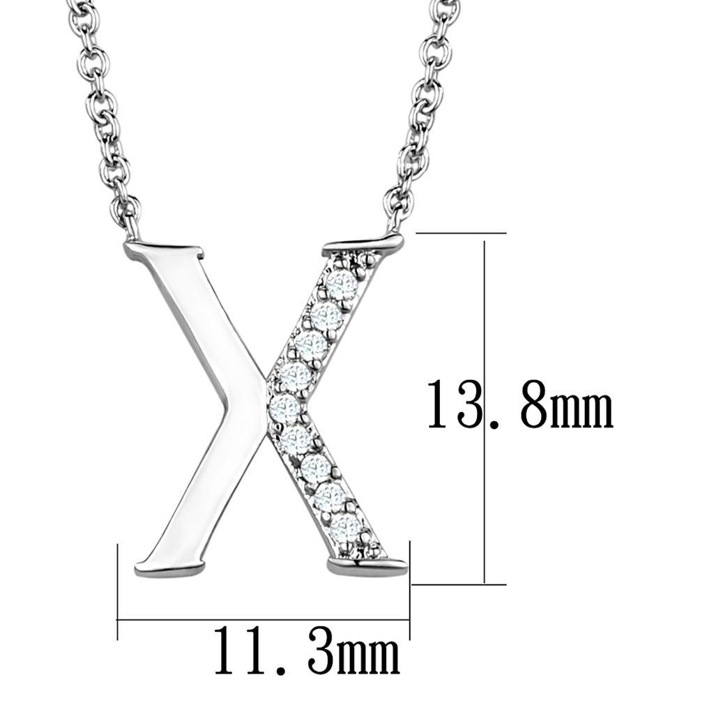 3W1030 - Rhodium Brass Chain Pendant with AAA Grade CZ in Clear LuxuryLifeWay Online Store