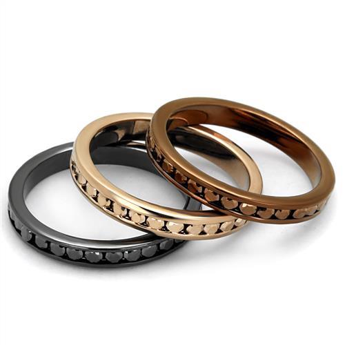3W1208 - IP Rose Gold & IP Light Black & IP Light coffee Brass Ring with Top Grade Crystal in Multi Color LuxuryLifeWay Online Store