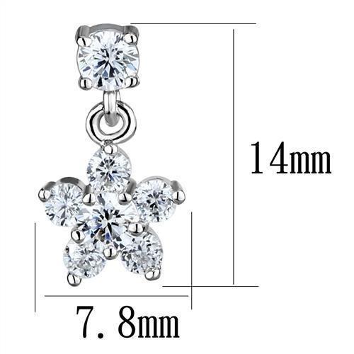 3W1284 - Rhodium Brass Earrings with AAA Grade CZ in Clear LuxuryLifeWay Online Store