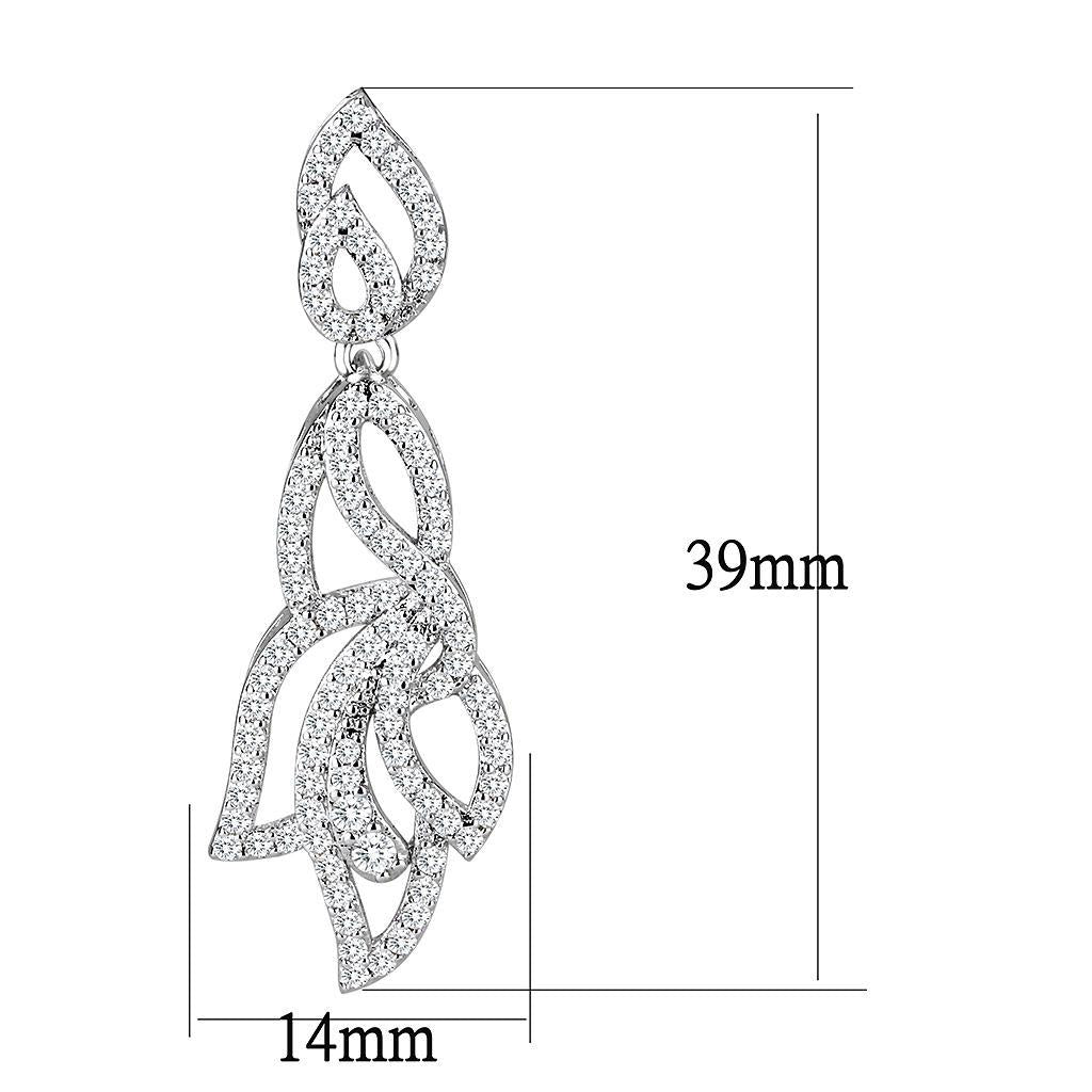 3W1420 - Rhodium Brass Jewelry Sets with AAA Grade CZ in Clear LuxuryLifeWay Online Store