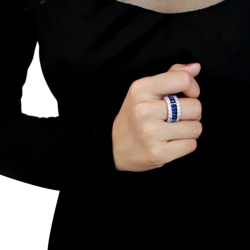 3W1527 - Rhodium Brass Ring with Synthetic in Montana LuxuryLifeWay Online Store