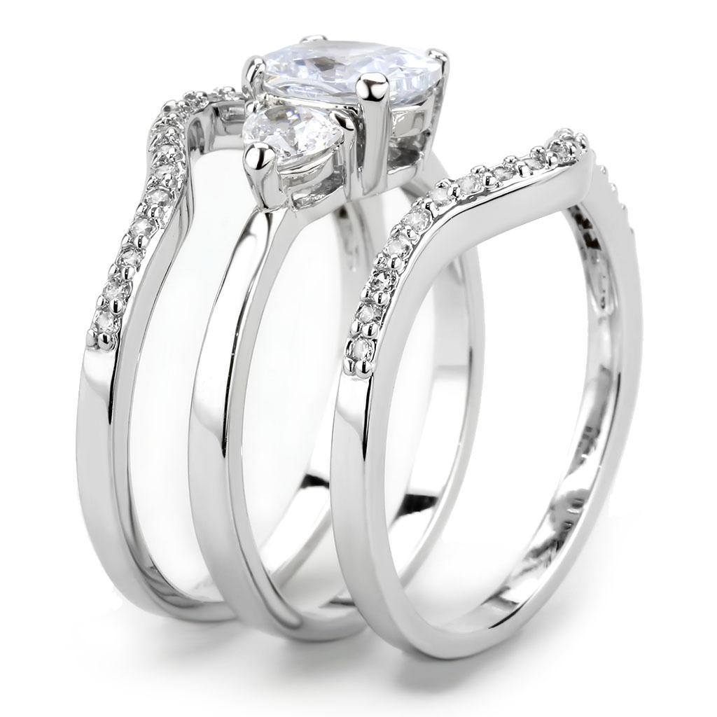 3W1594 - Rhodium Brass Ring with AAA Grade CZ in Clear LuxuryLifeWay Online Store