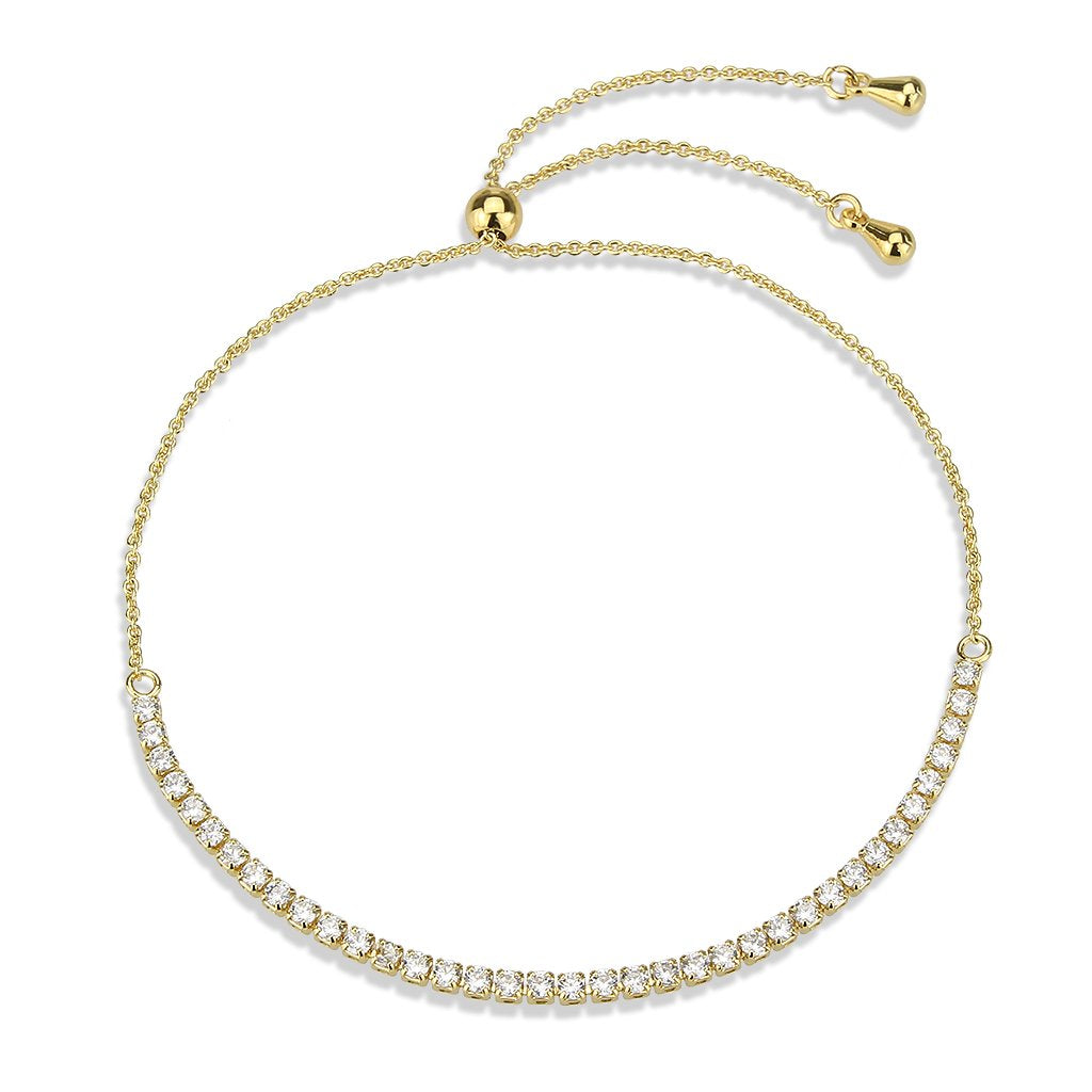 3W1638 - Gold Brass Bracelet with AAA Grade CZ in Clear LuxuryLifeWay Online Store