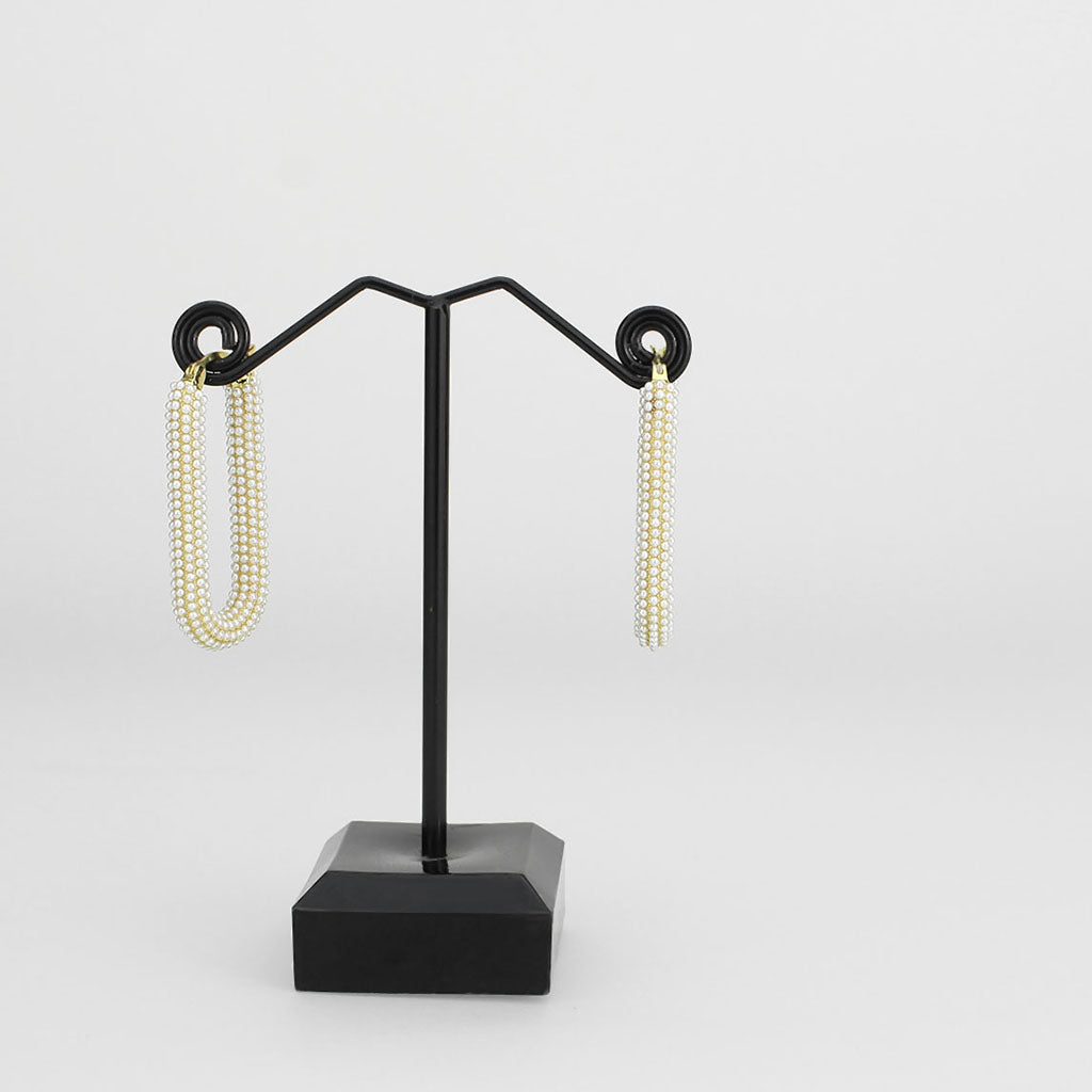 3W1783 - Flash Gold Brass Earring with Synthetic in White LuxuryLifeWay Online Store
