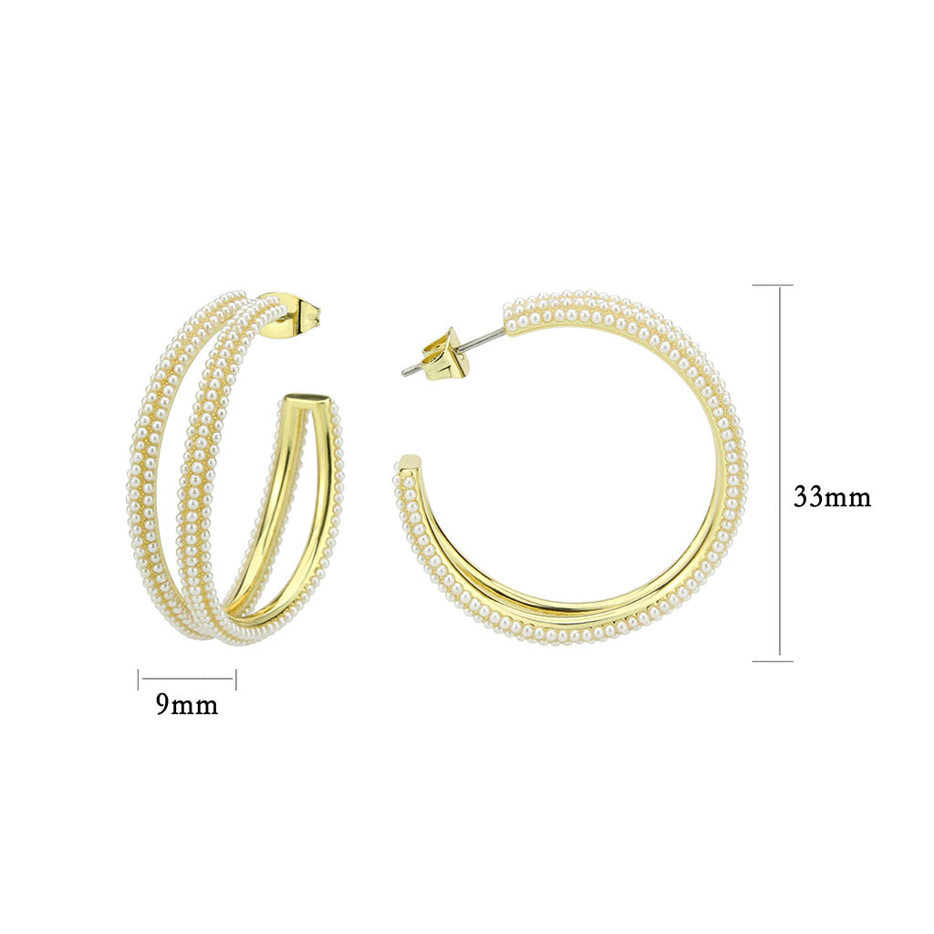 3W1789 - Flash Gold Brass Earring with Synthetic in White LuxuryLifeWay Online Store