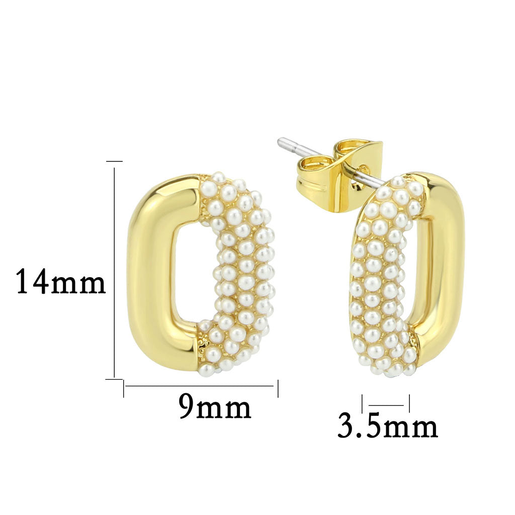 3W1793 - Flash Gold Brass Earring with Synthetic in White LuxuryLifeWay Online Store