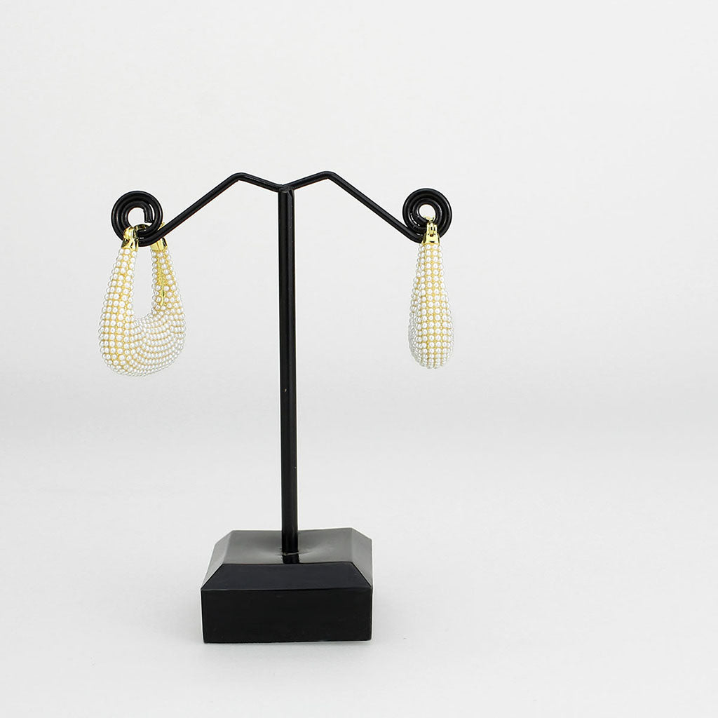 3W1795 - Flash Gold Brass Earring with Synthetic in White LuxuryLifeWay Online Store
