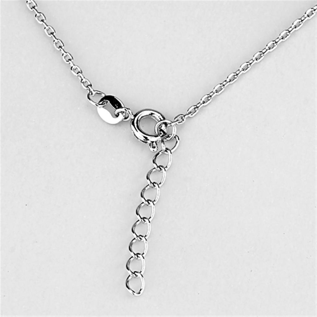 3W418 - Rhodium Brass Necklace with AAA Grade CZ in Clear LuxuryLifeWay Online Store