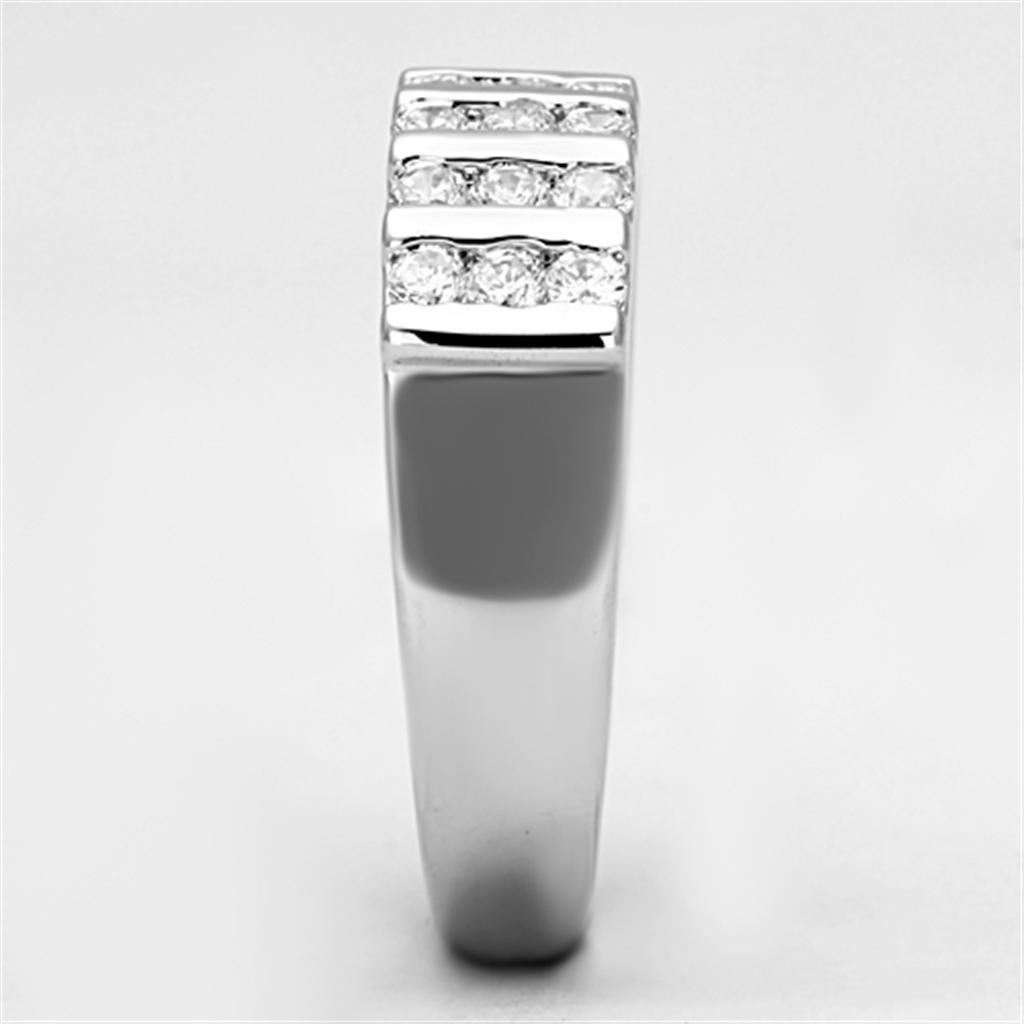3W488 - Rhodium Brass Ring with AAA Grade CZ in Clear LuxuryLifeWay Online Store