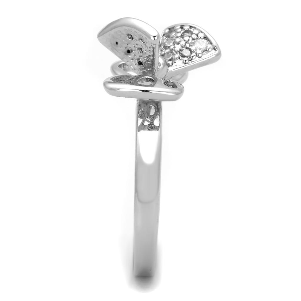 3W570 - Rhodium Brass Ring with AAA Grade CZ in Clear LuxuryLifeWay Online Store