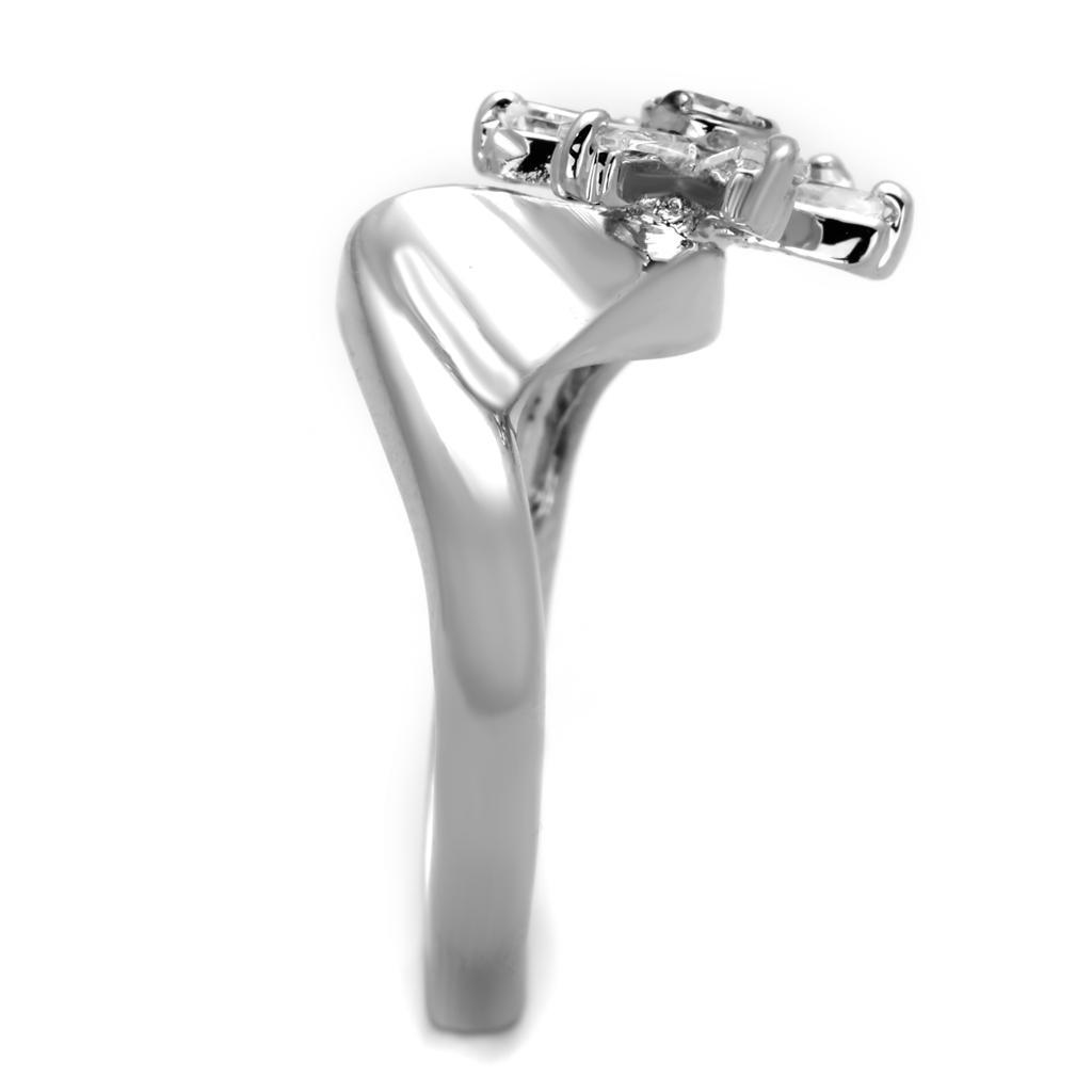 3W593 - Rhodium Brass Ring with AAA Grade CZ in Clear LuxuryLifeWay Online Store