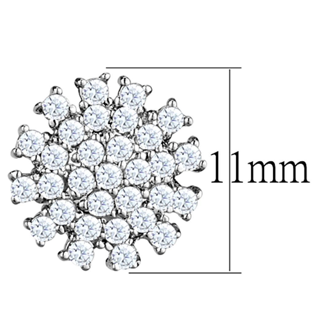 3W694 - Rhodium Brass Earrings with AAA Grade CZ in Clear LuxuryLifeWay Online Store