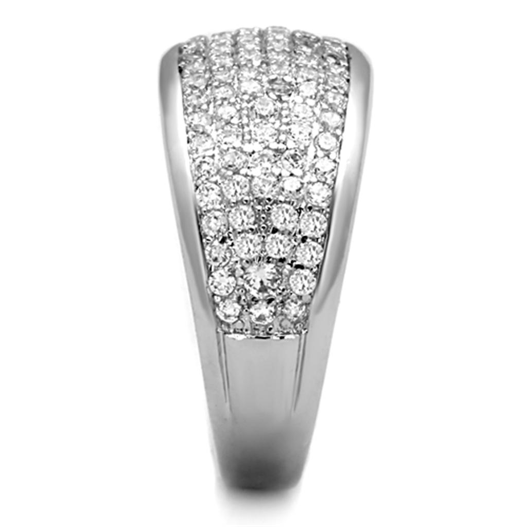 3W730 - Rhodium Brass Ring with AAA Grade CZ in Clear LuxuryLifeWay Online Store