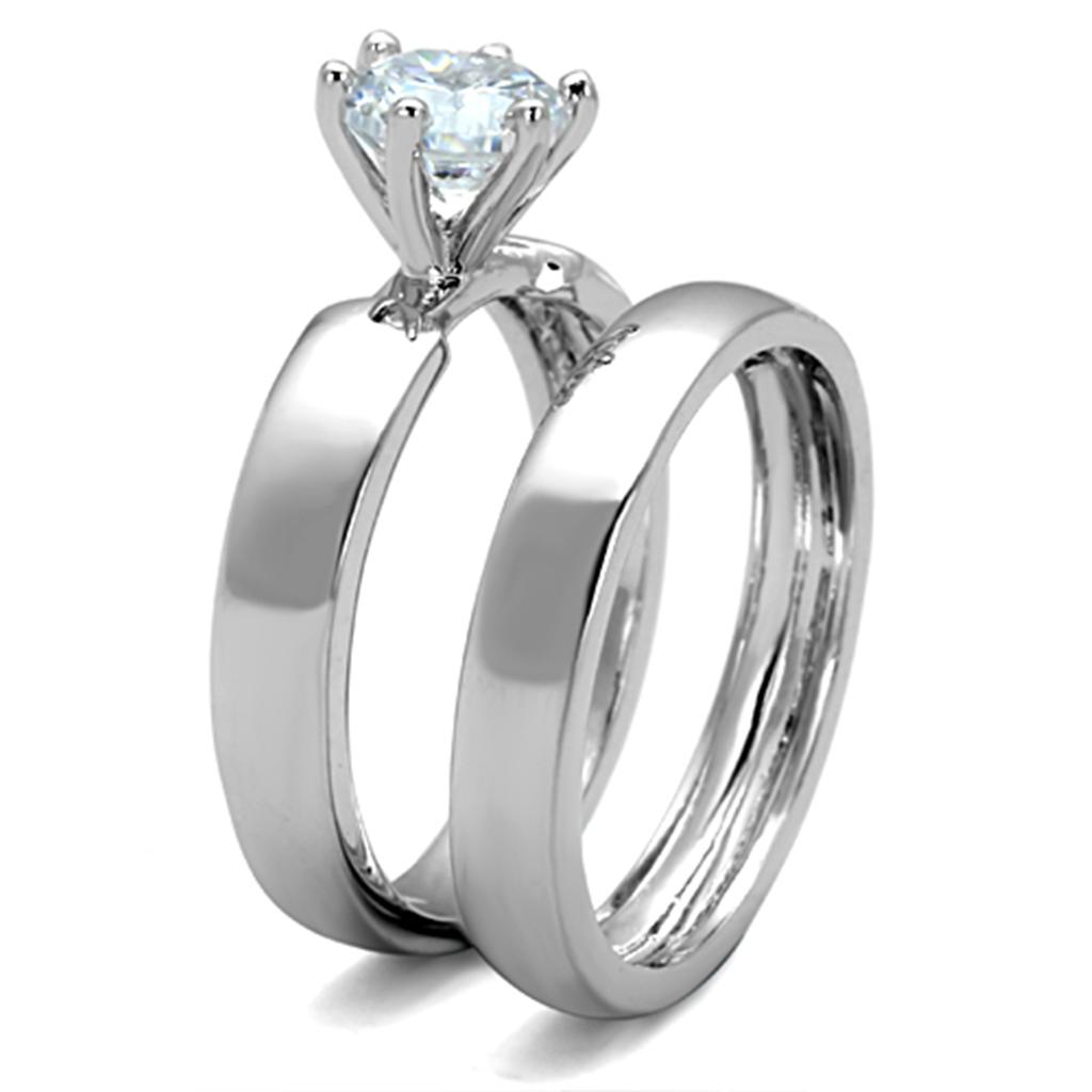 3W805 - Rhodium Brass Ring with AAA Grade CZ in Clear LuxuryLifeWay Online Store