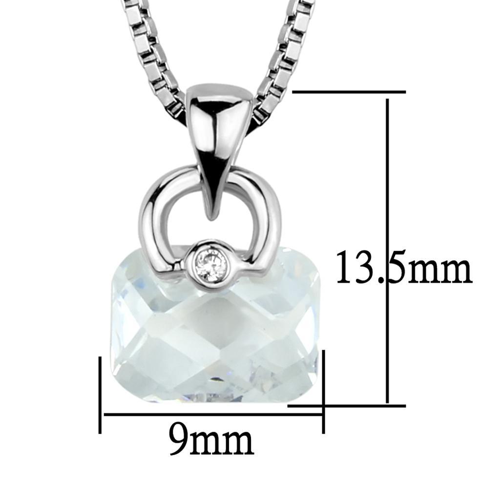 3W844 - Rhodium Brass Chain Pendant with AAA Grade CZ in Clear LuxuryLifeWay Online Store