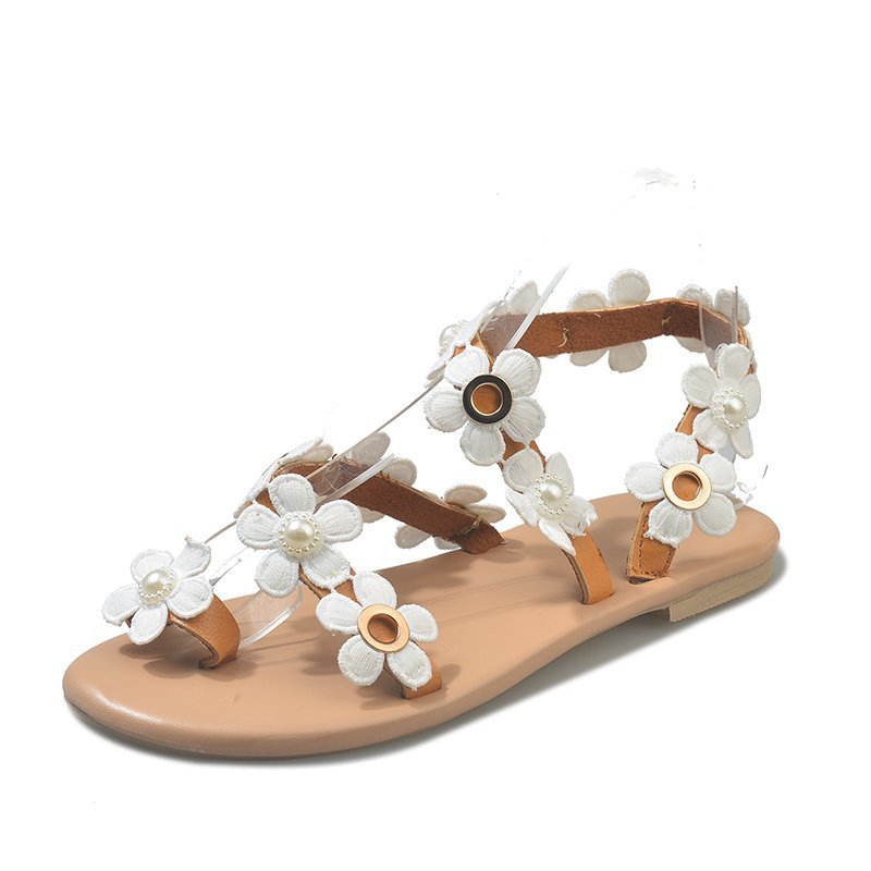 Plus Size Roman Flat Floral Pullover Slippers LadyShow.Store