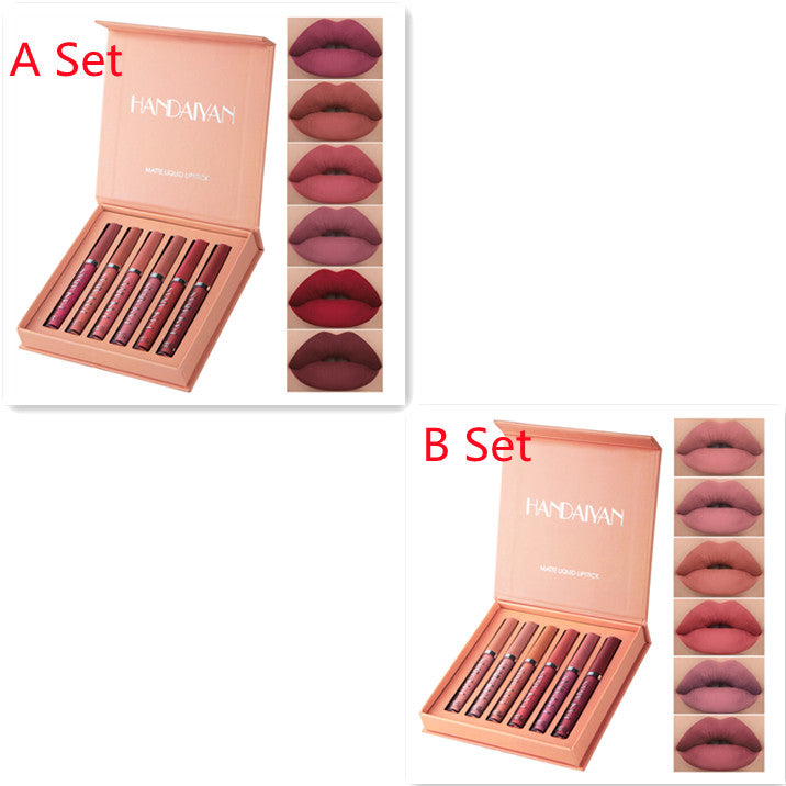 Handaiyan Matte Lip Glaze Liquid Lipstick Mini Tube Lip Gloss Waterproof Non Stick Cup Lip Gloss Genuine LadyShow.Store