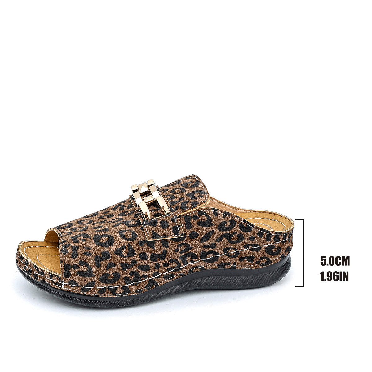 Plus Size Wedge Platform Slippers Cool Beach Leopard Slippers