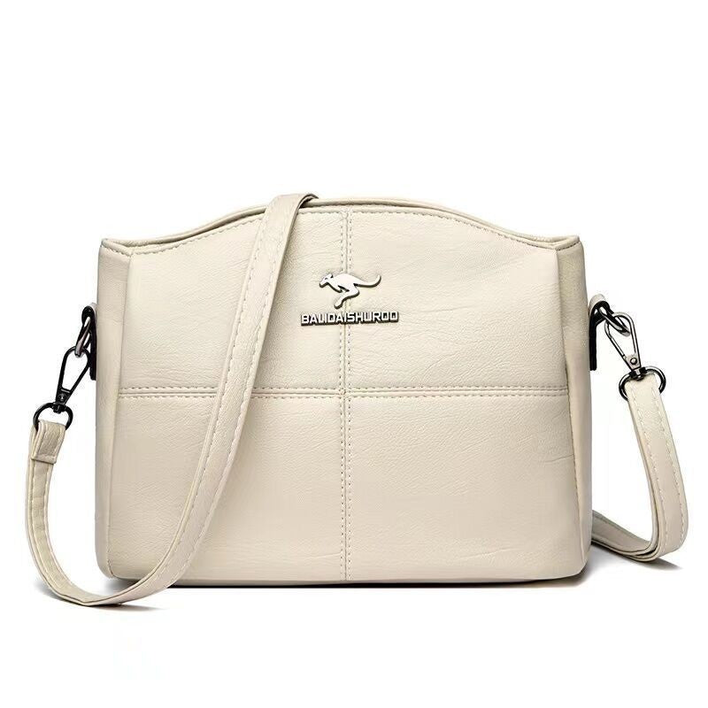 Korean-style Womens Shoulder Soft Leather Versatile Design Large Capacity And Embroidered Crossbody Bag LadyShow.Store