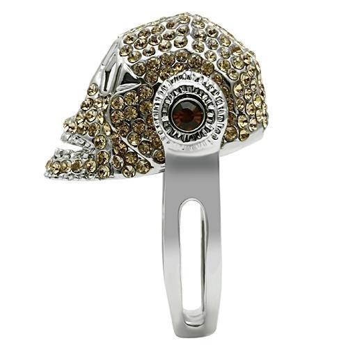 3W016 - Rhodium White Metal Ring with Top Grade Crystal in Citrine Yellow LuxuryLifeWay Online Store