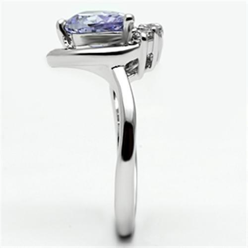3W030 - Rhodium Brass Ring with AAA Grade CZ in Light Amethyst LuxuryLifeWay Online Store
