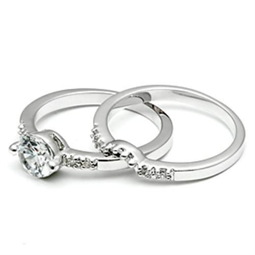 3W044 - Rhodium Brass Ring with AAA Grade CZ in Clear LuxuryLifeWay Online Store