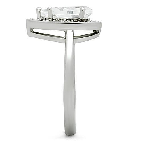 3W111 - Rhodium Brass Ring with AAA Grade CZ in Clear LuxuryLifeWay Online Store