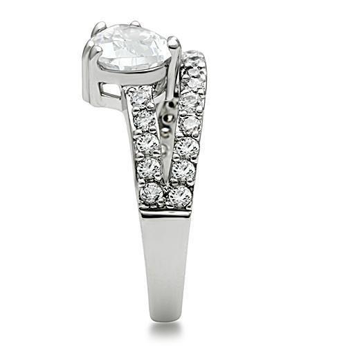 3W136 - Rhodium Brass Ring with AAA Grade CZ in Clear LuxuryLifeWay Online Store