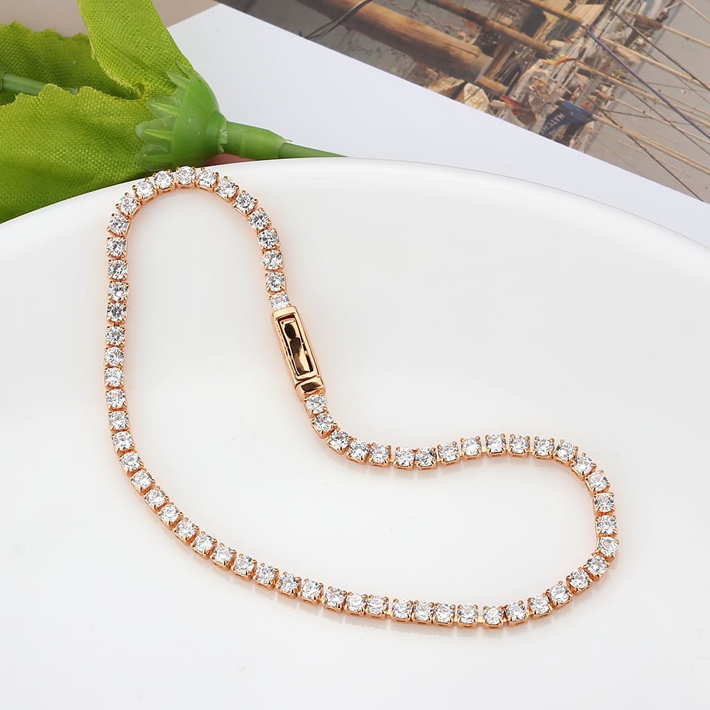 3W1687 - Rose Gold Brass Bracelet with AAA Grade CZ in Clear LuxuryLifeWay Online Store