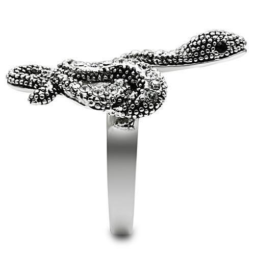 3W236 - Rhodium Brass Ring with Top Grade Crystal in Jet LuxuryLifeWay Online Store