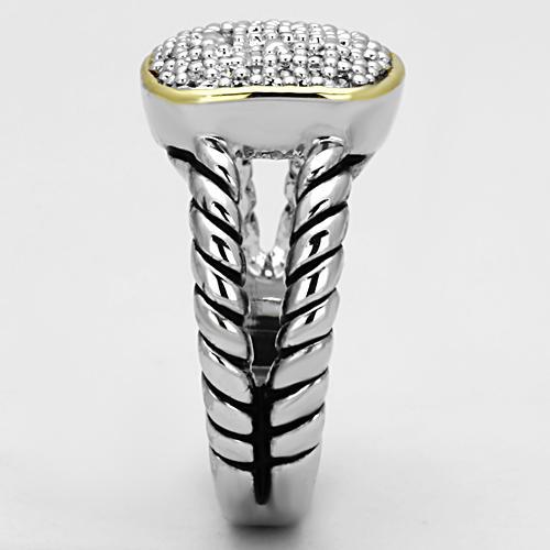 3W322 - Reverse Two-Tone Brass Ring with AAA Grade CZ in Clear LuxuryLifeWay Online Store