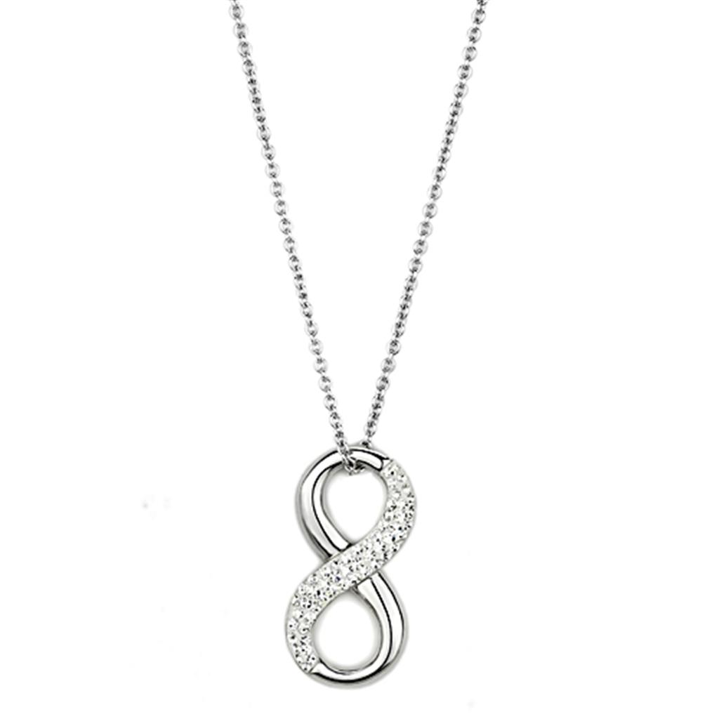 3W407 - Rhodium Brass Necklace with Top Grade Crystal in Clear LuxuryLifeWay Online Store
