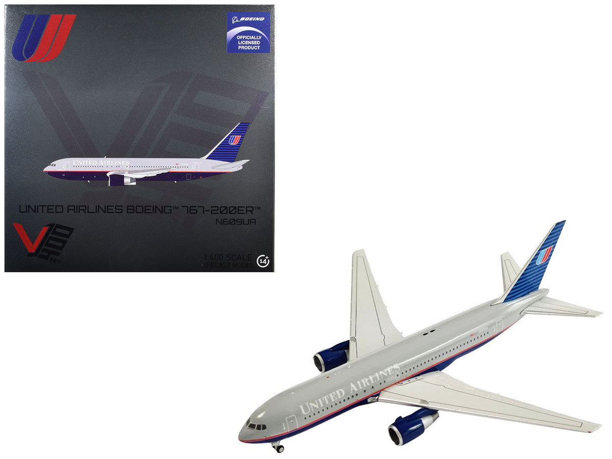 Boeing 767-200ER Commercial Aircraft "United Airlines" (N609UA) Gray with Blue Tail 1/400 Diecast Model by V1:400 LuxuryLifeWay Online Store