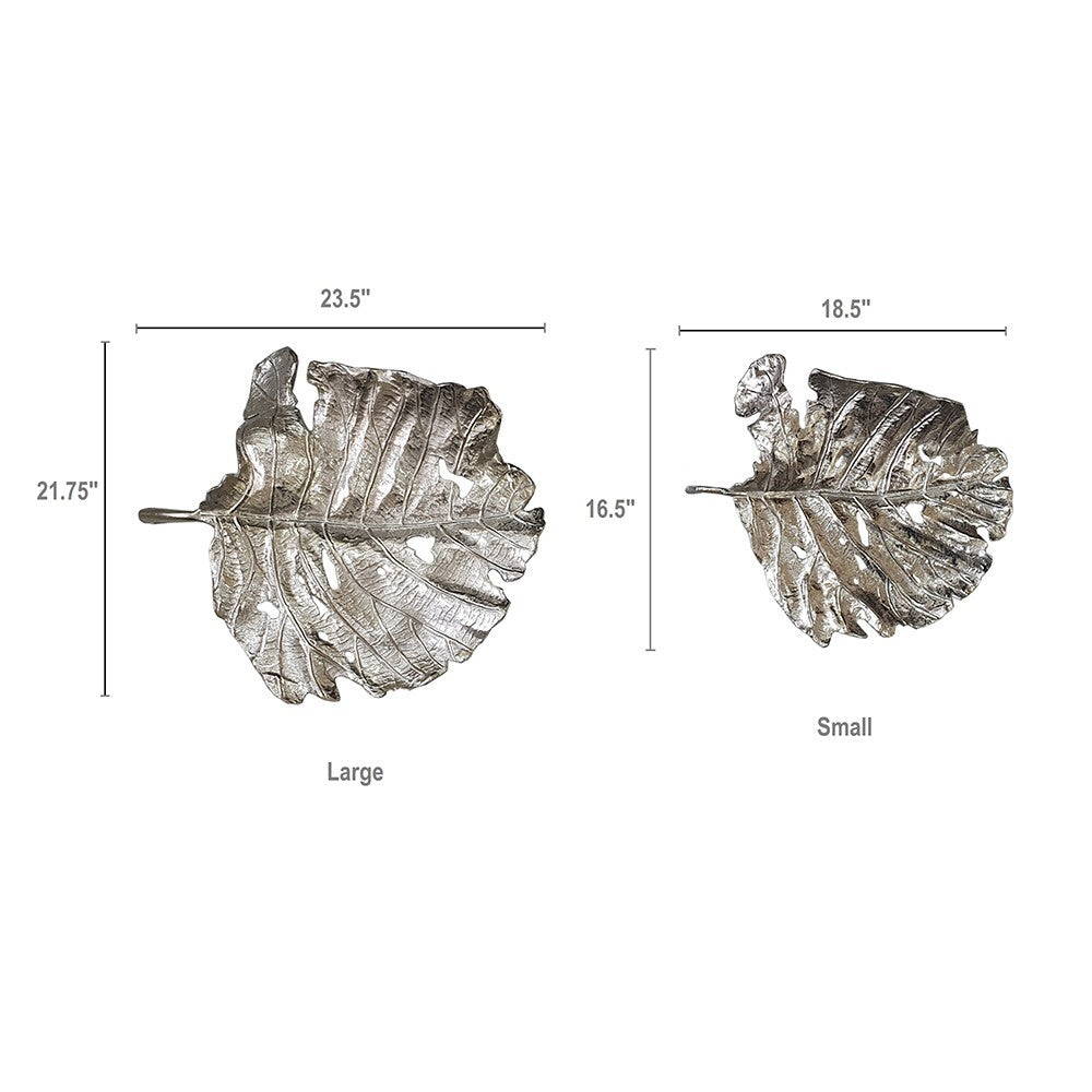 Set of 2 Shiny Silver Leaves Wall Art LuxuryLifeWay Online Store