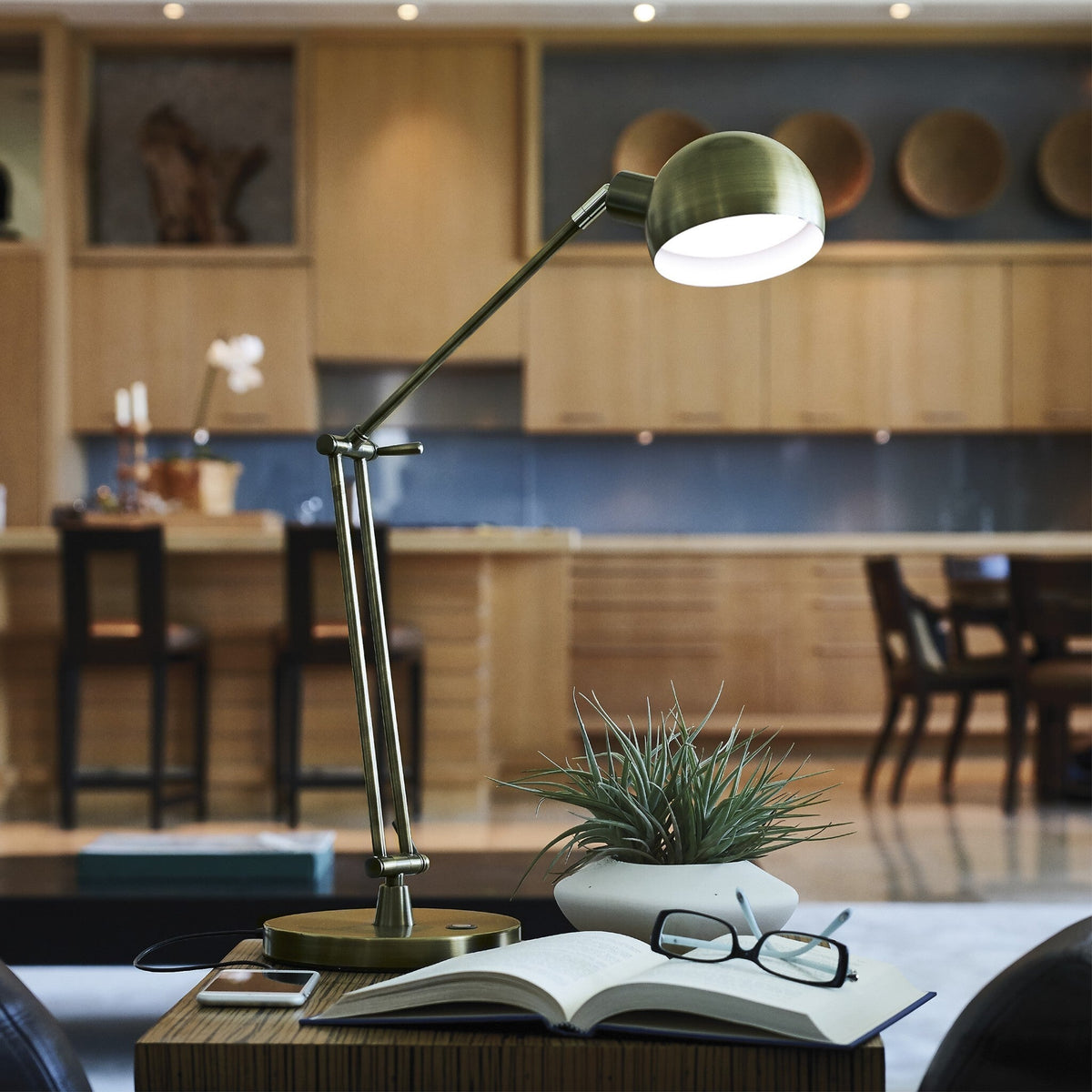 Shiny Satin Brass LED Adjustable Desk Lamp LuxuryLifeWay Online Store