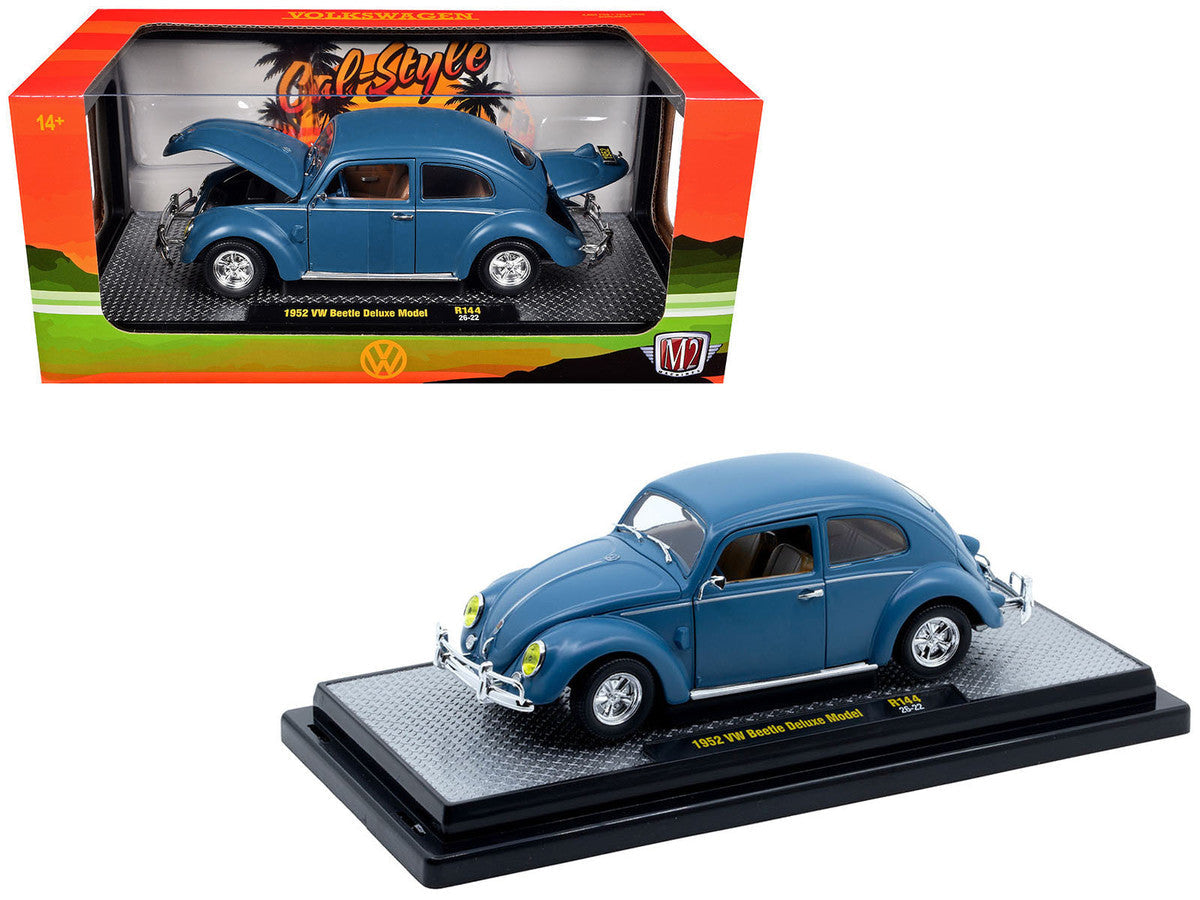 1952 Volkswagen Beetle Deluxe Model Matt Blue Limited Edition to 4850 pieces Worldwide 1/24 Diecast Model Car by M2 Machines LuxuryLifeWay Online Store