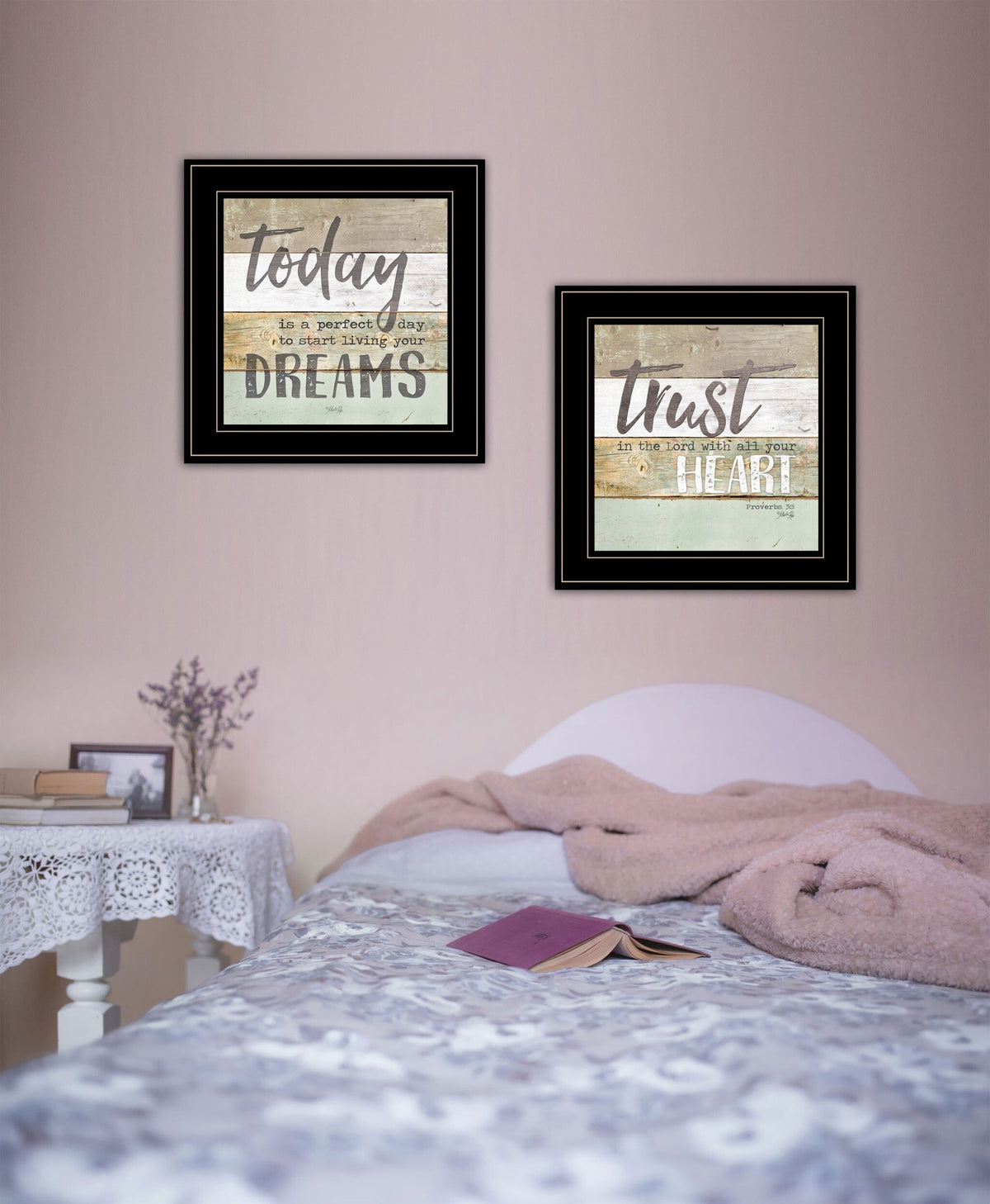 Set Of Two Trust in the Lord Black Framed Print Wall Art LuxuryLifeWay Online Store
