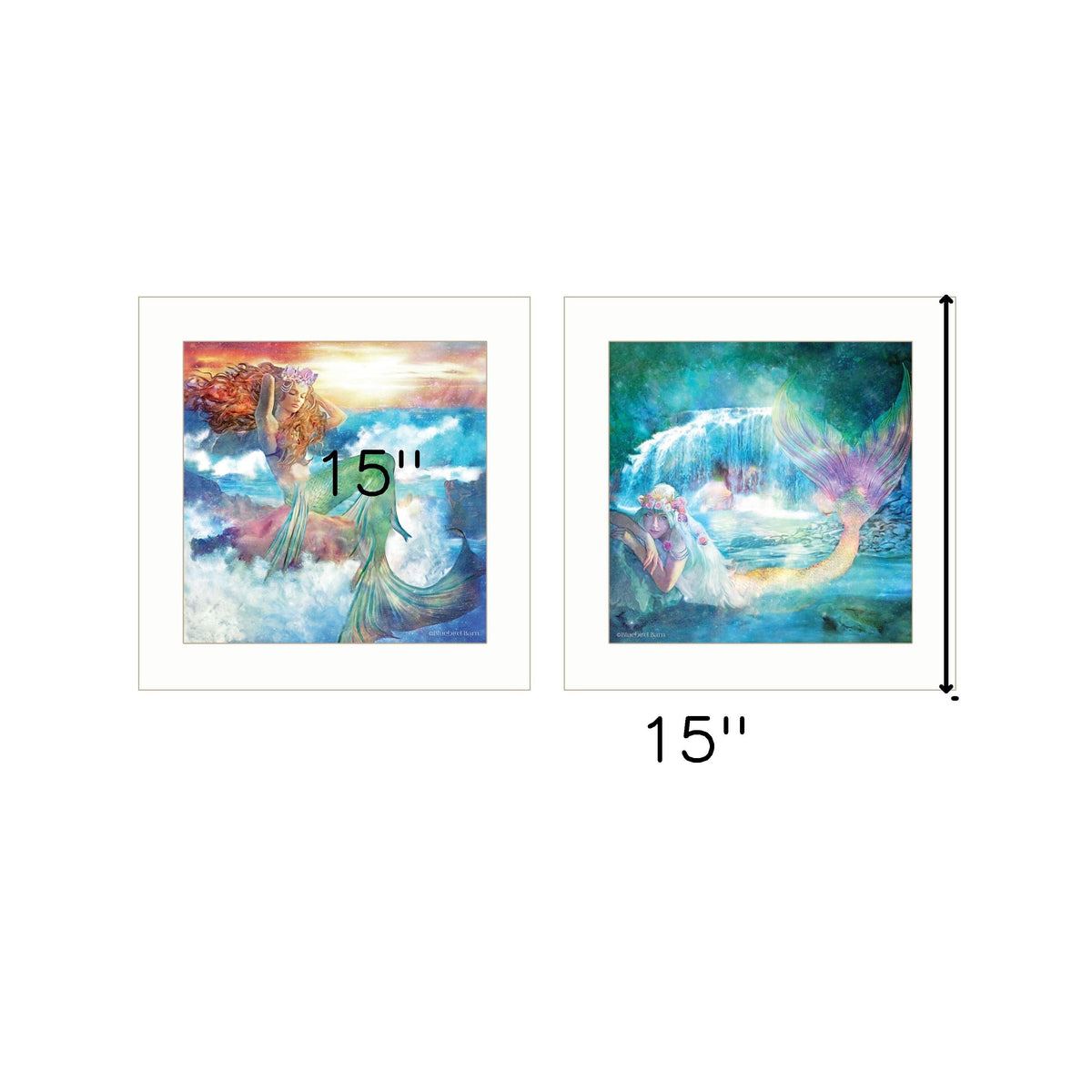 Set Of Two Mermaids 1 White Framed Print Wall Art LuxuryLifeWay Online Store
