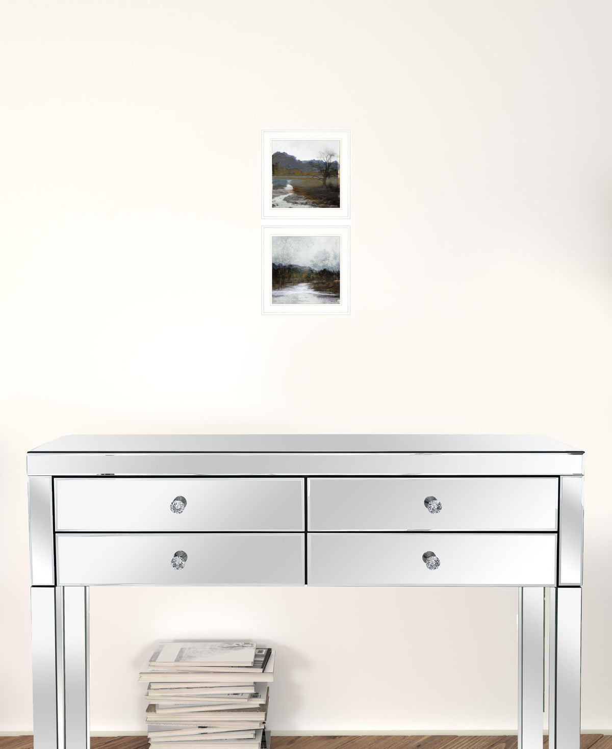 Set Of Two Winter Landscape 1 White Framed Print Wall Art LuxuryLifeWay Online Store