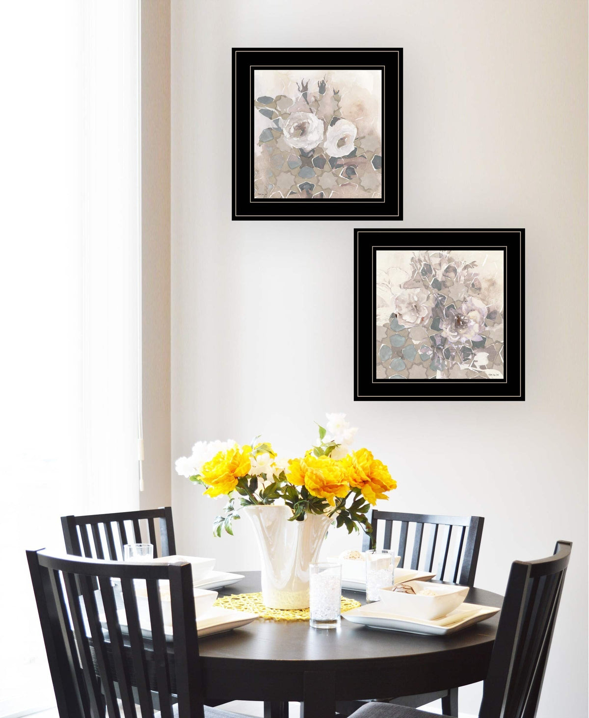 Set Of Two Transitional Blooms 2 Black Framed Print Wall Art LuxuryLifeWay Online Store