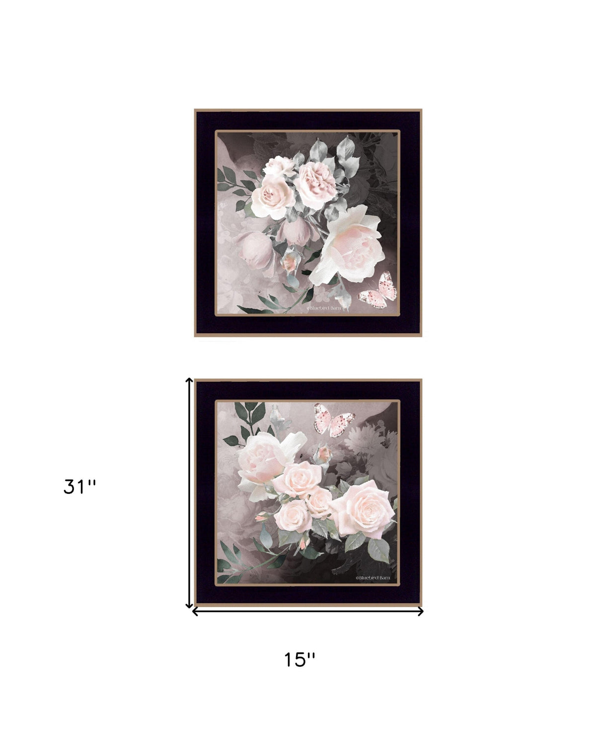 Set Of Two Noir Roses Black Framed Print Wall Art LuxuryLifeWay Online Store