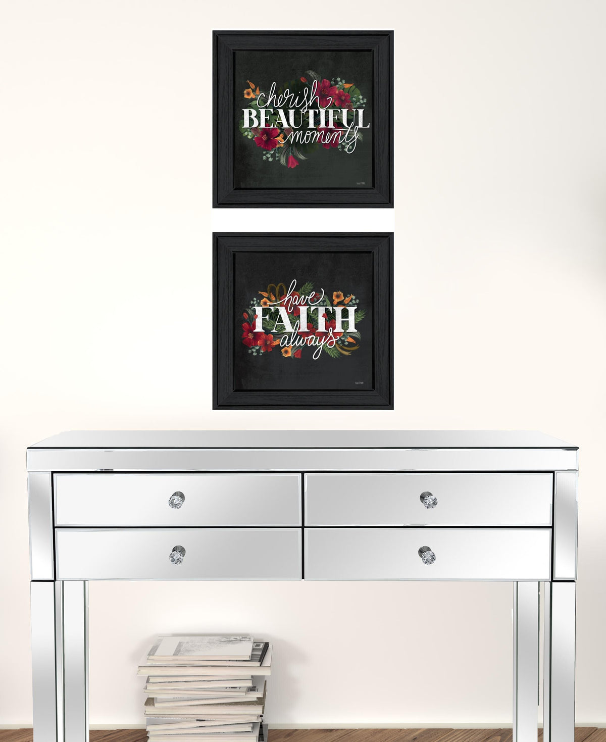 Set Of Two Cherish and Have Faith 1 Black Framed Print Wall Art LuxuryLifeWay Online Store