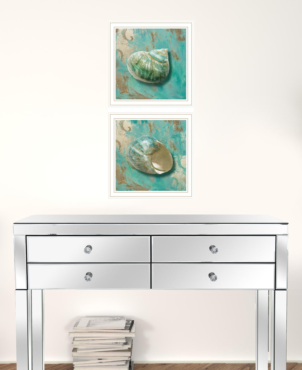 Set Of Two Azurica I and Sea II 2 White Framed Print Wall Art LuxuryLifeWay Online Store