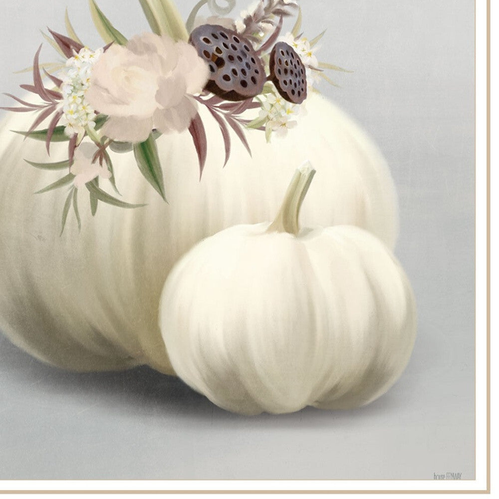 Set Of Two BOHO Pumpkins and Flowers 2 White Framed Print Wall Art LuxuryLifeWay Online Store