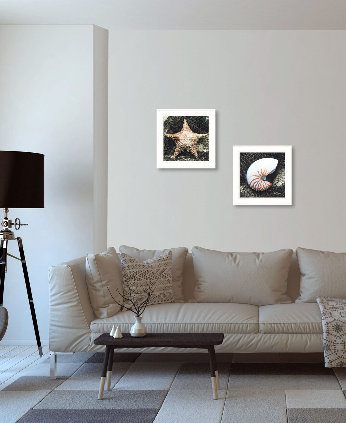 Set Of Two Ocean Net White Framed Print Wall Art LuxuryLifeWay Online Store