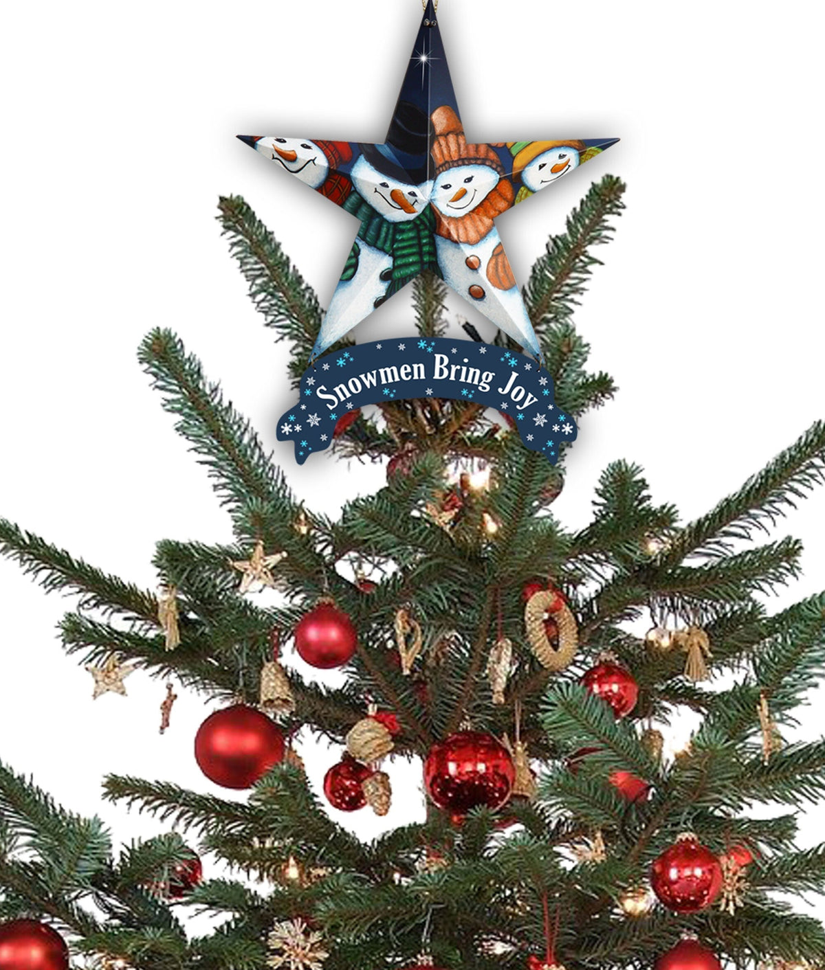 Set of Six Star Shaped Snowmen Joy Christmas Ornaments LuxuryLifeWay Online Store