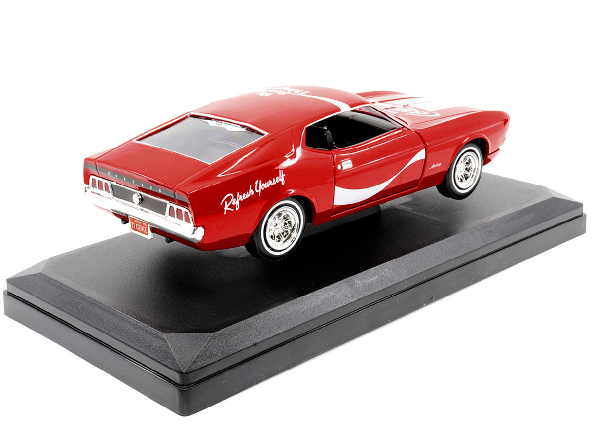 1971 Ford Mustang Sportsroof Red with White Stripes "Refresh Yourself - Coca-Cola" 1/24 Diecast Model Car by Motor City Classics LuxuryLifeWay Online Store
