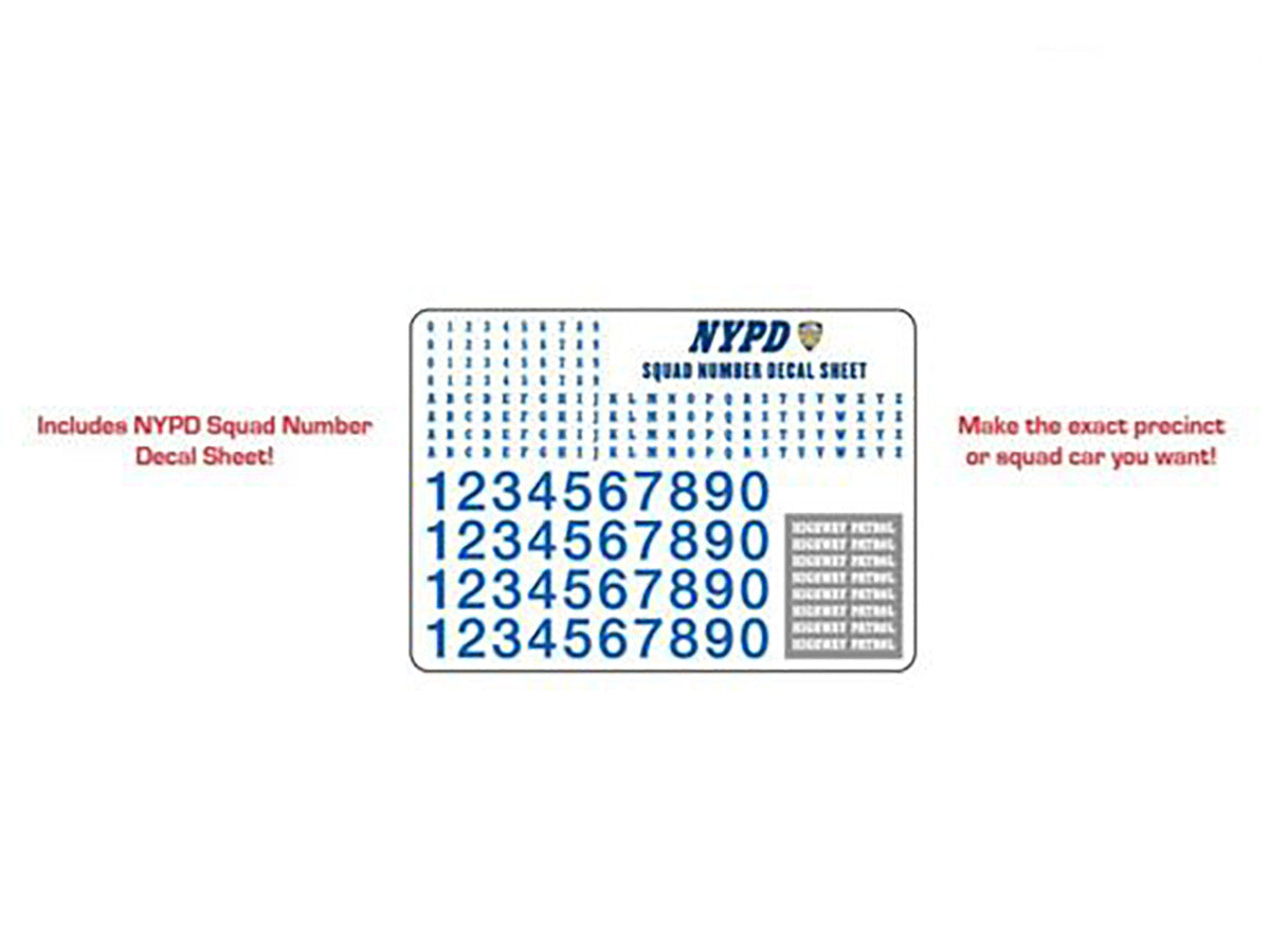 2011 Ford Crown Victoria Police New York Police Department (NYPD) with NYPD Squad Number Decal Sheet Hobby Exclusive 1/64 Diecast Model Car by Greenlight LuxuryLifeWay Online Store