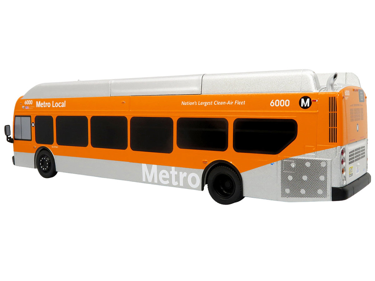 New Flyer Xcelsior Transit Bus Bank "Los Angeles Metro" Orange and Silver "The Bus & Motorcoach Collection" Limited Edition to 504 Pieces Worldwide 1/43 Model by Iconic Replicas LuxuryLifeWay Online Store